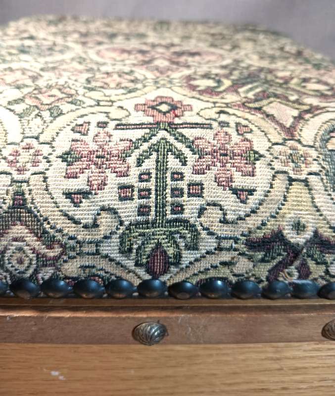 Vintage Needlepoint Mini Kist and Footstool 33cm Wide 21cm High