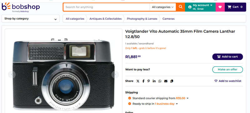Vintage 1960s Voightlander Vito Automatic 1 - 35mm Film Camera - 50mm f2.8 Lanthar Lens - Good Condi