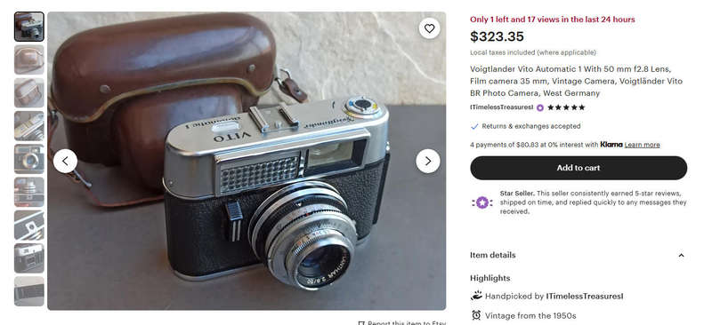 Vintage 1960s Voightlander Vito Automatic 1 - 35mm Film Camera - 50mm f2.8 Lanthar Lens - Good Condi