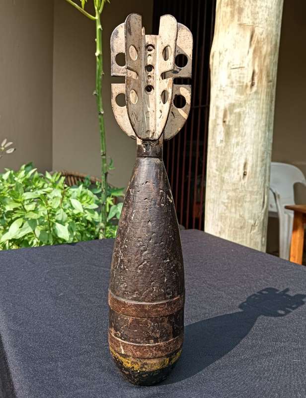 Inert WWII Era British ML 3-Inch MK 2 Mortar with 6 Tail Vanes