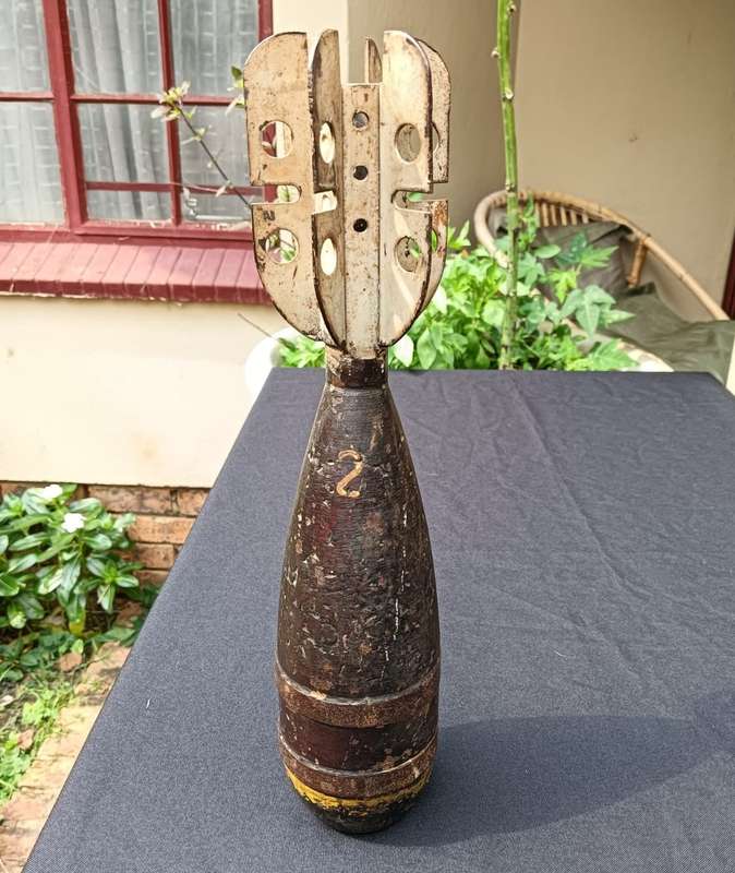 Inert WWII Era British ML 3-Inch MK 2 Mortar with 6 Tail Vanes