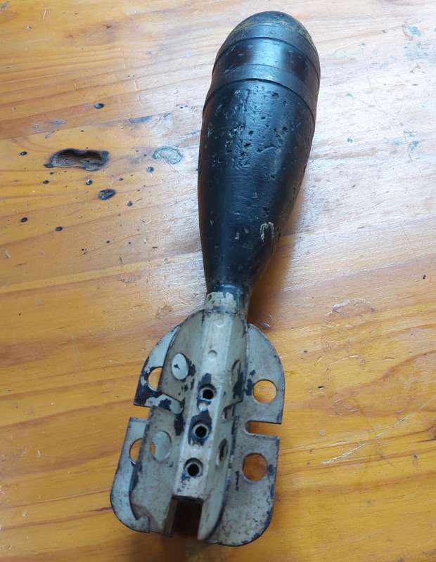 Inert WWII Era British ML 3-Inch MK 2 Mortar with 6 Tail Vanes