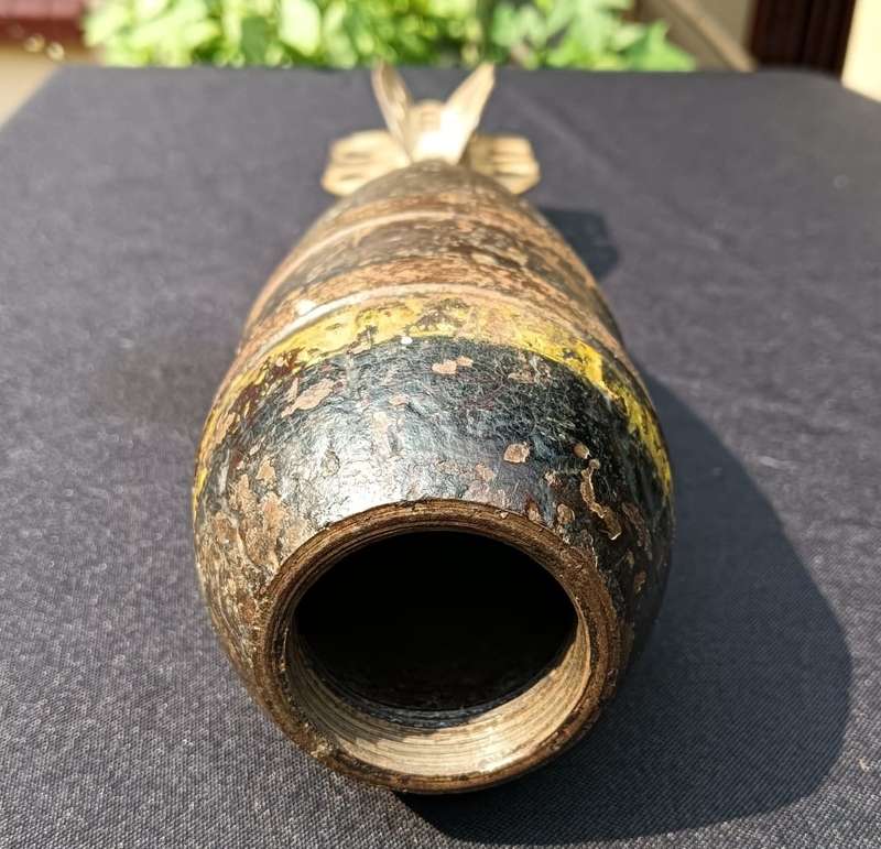 Inert WWII Era British ML 3-Inch MK 2 Mortar with 6 Tail Vanes