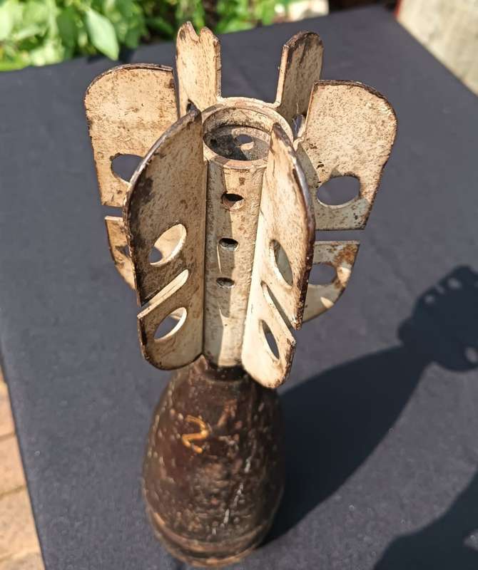 Inert WWII Era British ML 3-Inch MK 2 Mortar with 6 Tail Vanes