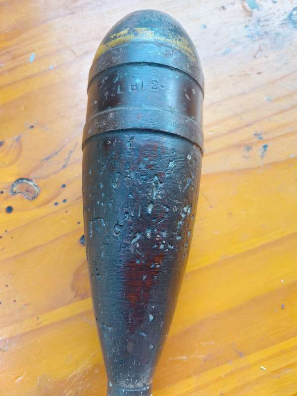 Inert WWII Era British ML 3-Inch MK 2 Mortar with 6 Tail Vanes