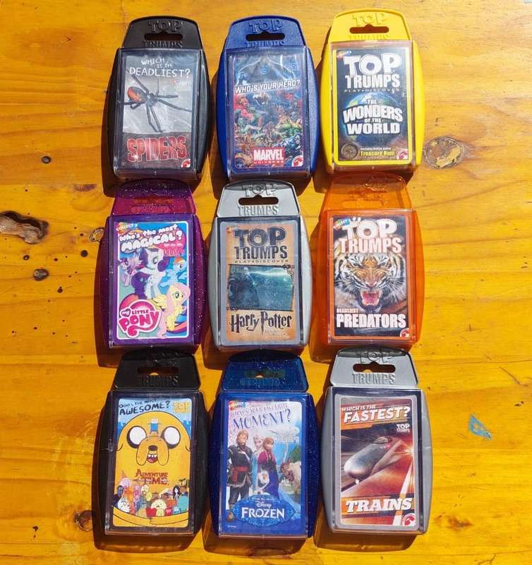 Batch of 9 TOP TRUMPS CARD SETS All in Hard Plastic Casings and in Good Condition Set 1 of 2