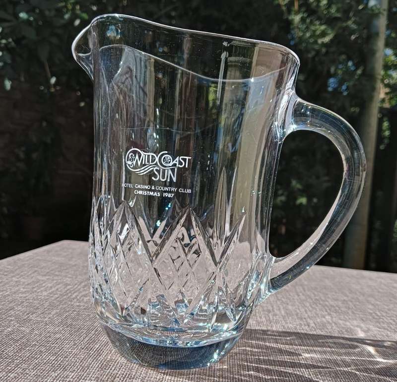 Wild Coast Sun 1987 Christmas Crystal Jug Large 19cm High Heavy 1.36kg Rings at Slightest Ping!