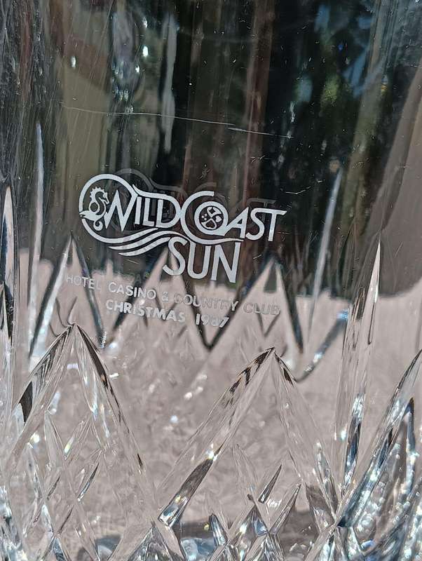 Wild Coast Sun 1987 Christmas Crystal Jug Large 19cm High Heavy 1.36kg Rings at Slightest Ping!