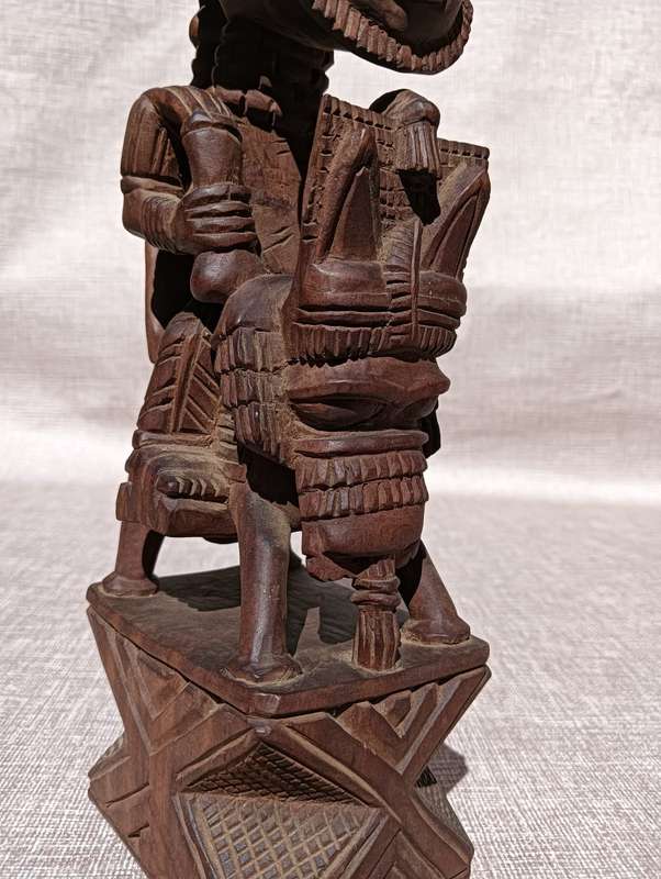 Yoruba Nigeria Horseman Warrior Wooden Statue by Master Carver Ayo Bankole