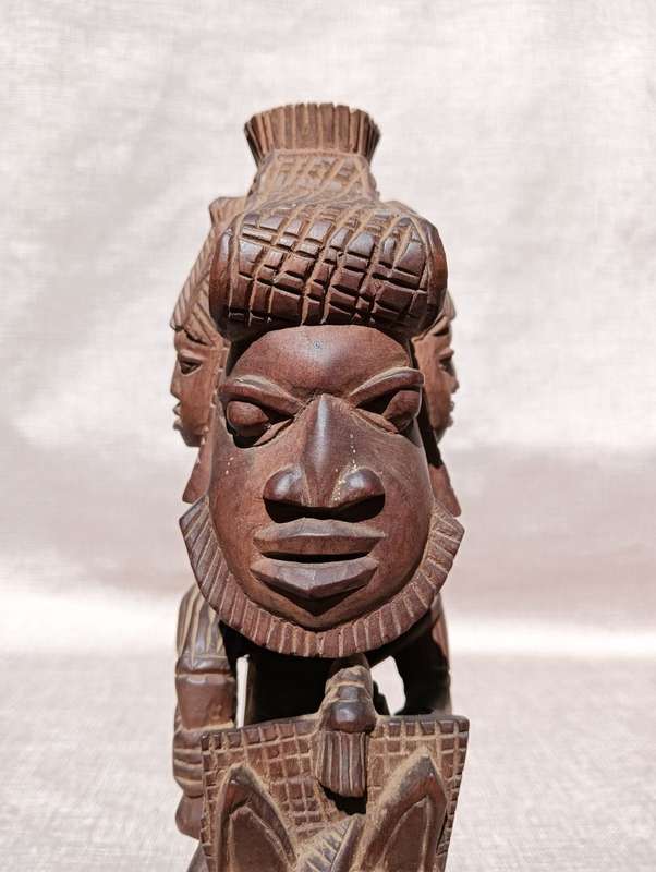 Yoruba Nigeria Horseman Warrior Wooden Statue by Master Carver Ayo Bankole