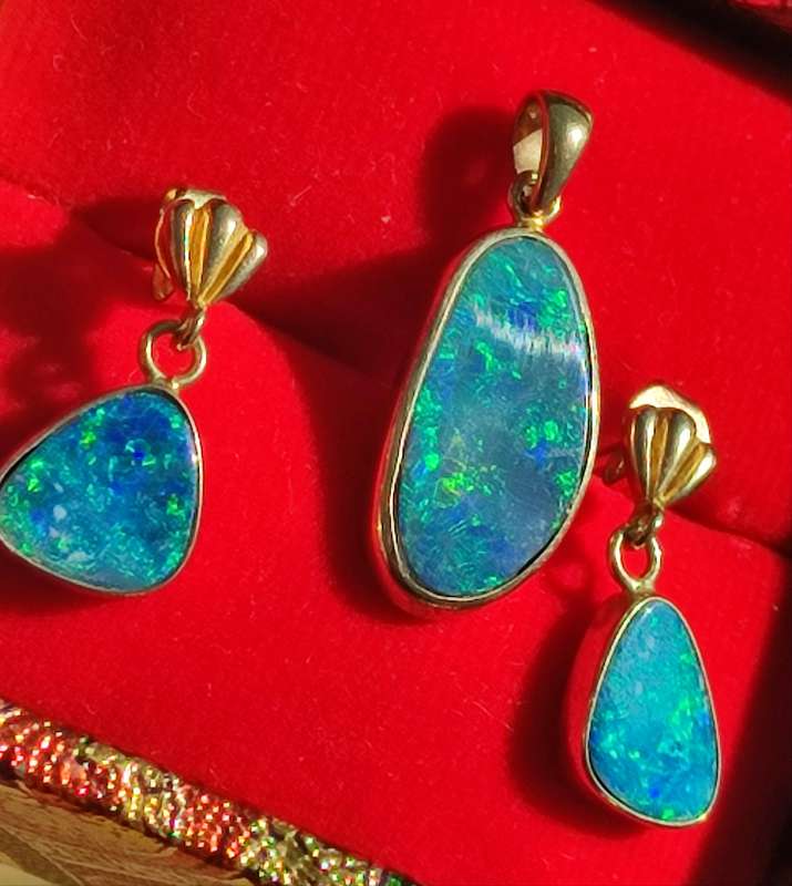 Opal Gold on Sterling Vintage Set
