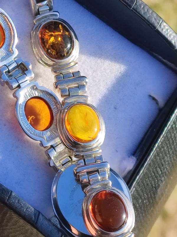 Rare Sterling Amber Insert Vintage Watch