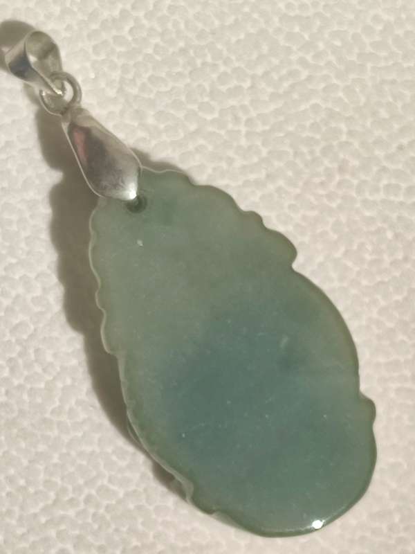 Sterling Carved Jade Bull Pendant
