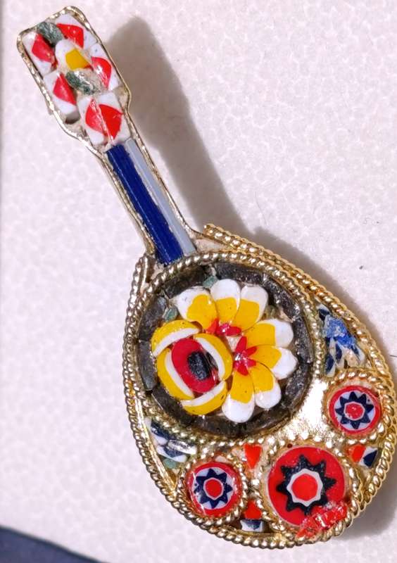 Vintage Micro Mosaic Guitar Brooch