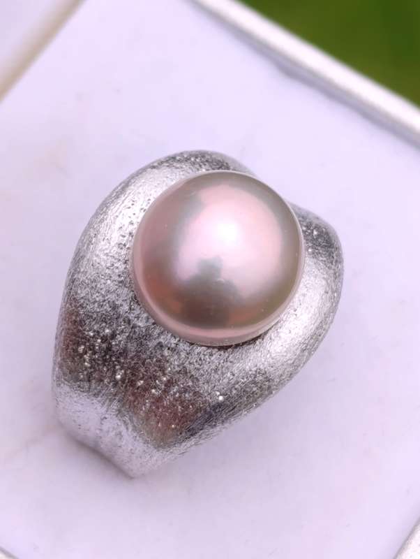 Designer Sterling Pink Cultured Pearl Ring