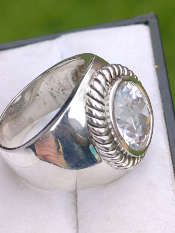 Large Mens Sterling Designer Stone Ring