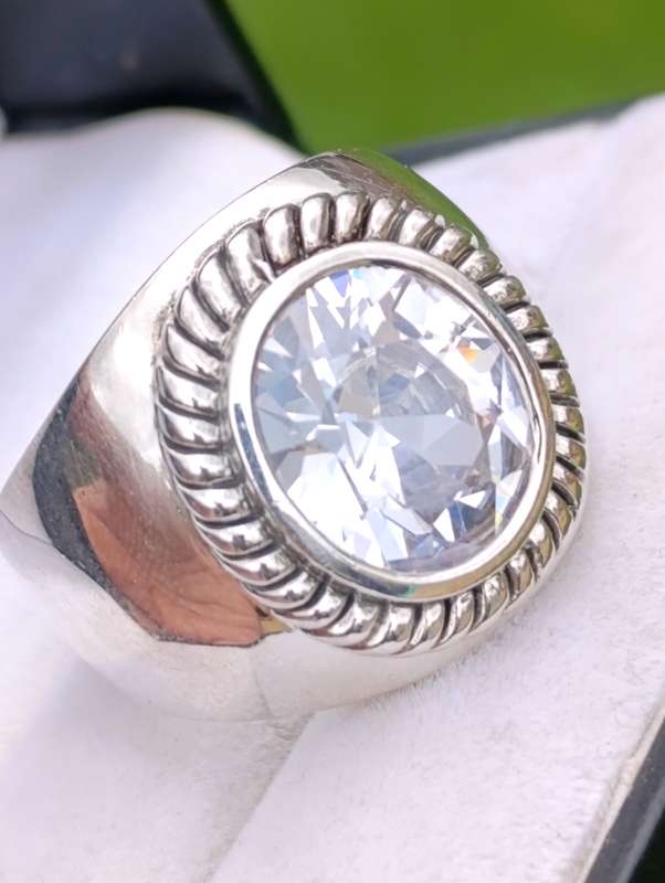 Large Mens Sterling Designer Stone Ring