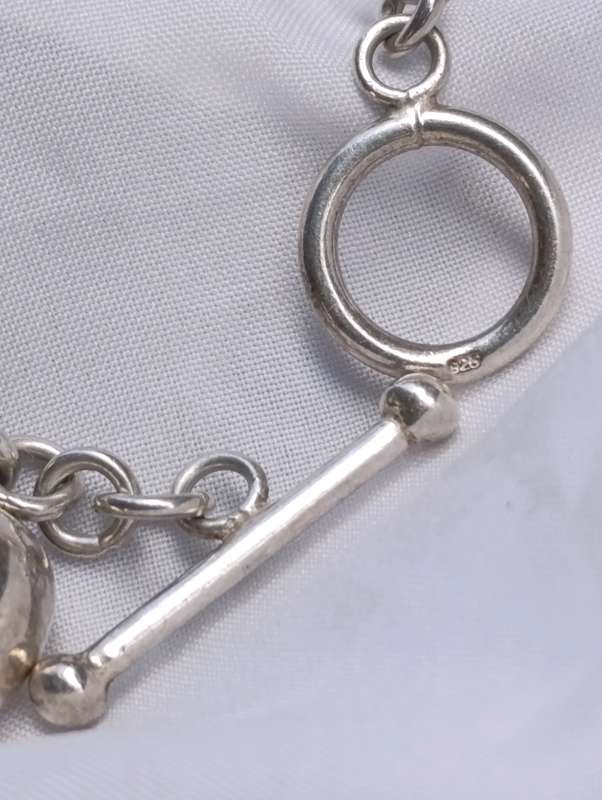 Sterling Vintage Puffed Heart Charm Bracelet