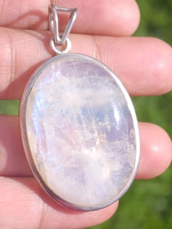 Large Moonstone Sterling Pendant