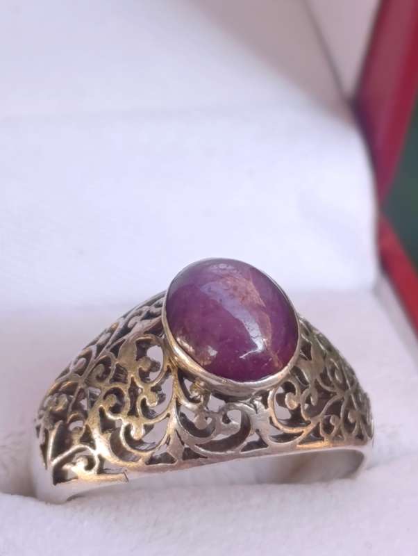 Sterling Sapphire Cutwork Ring