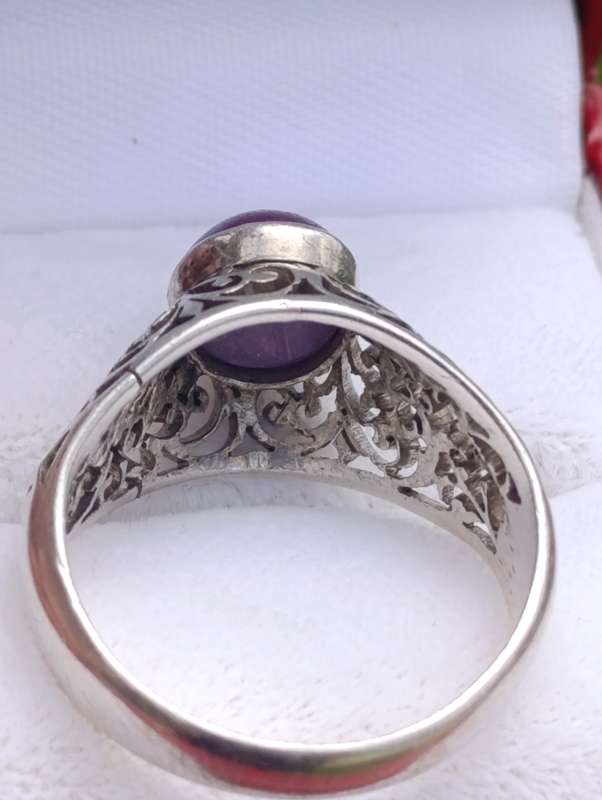 Sterling Sapphire Cutwork Ring