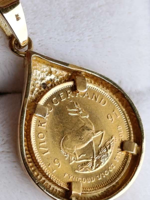 22ct 1/10TH Kruger Coin Diamond Pendant