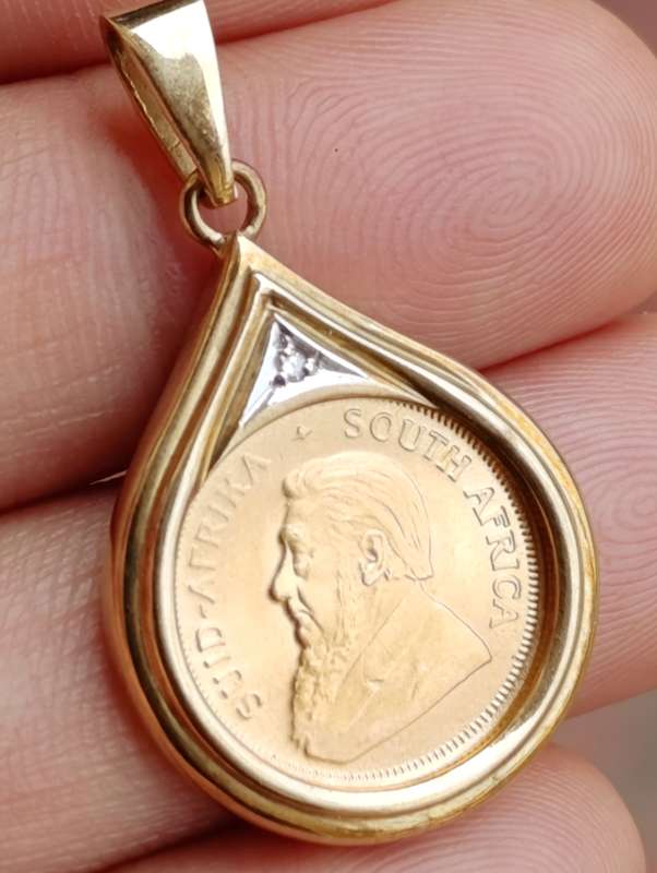 22ct 1/10TH Kruger Coin Diamond Pendant