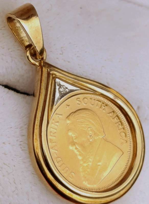 22ct 1/10TH Kruger Coin Diamond Pendant