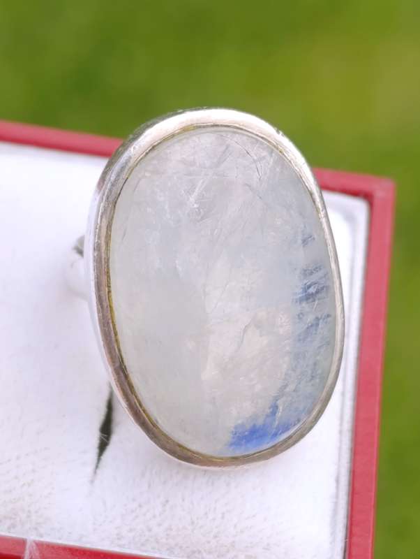 Large Moonstone Sterling Ring