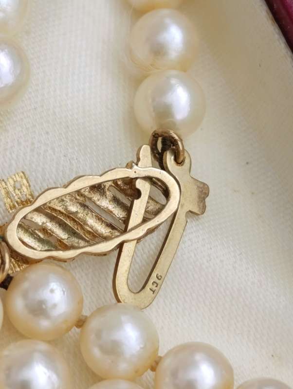 9ct Gold Genuine Knotted Pearl Necklace