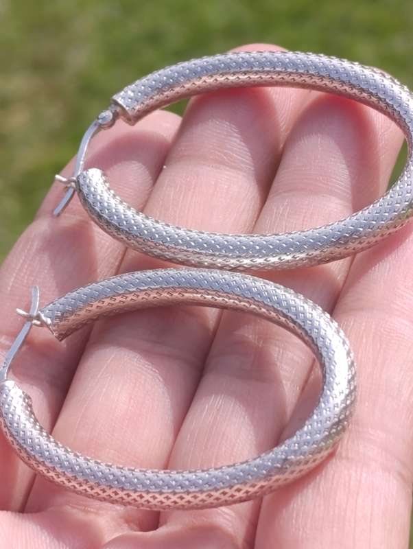 Extra Large Vintage Sterling Hoop Earrings