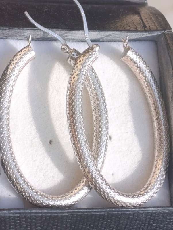 Extra Large Vintage Sterling Hoop Earrings