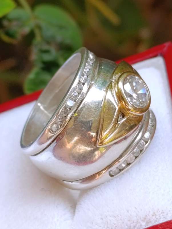 Vintage 9ct & Sterling Combination Ring