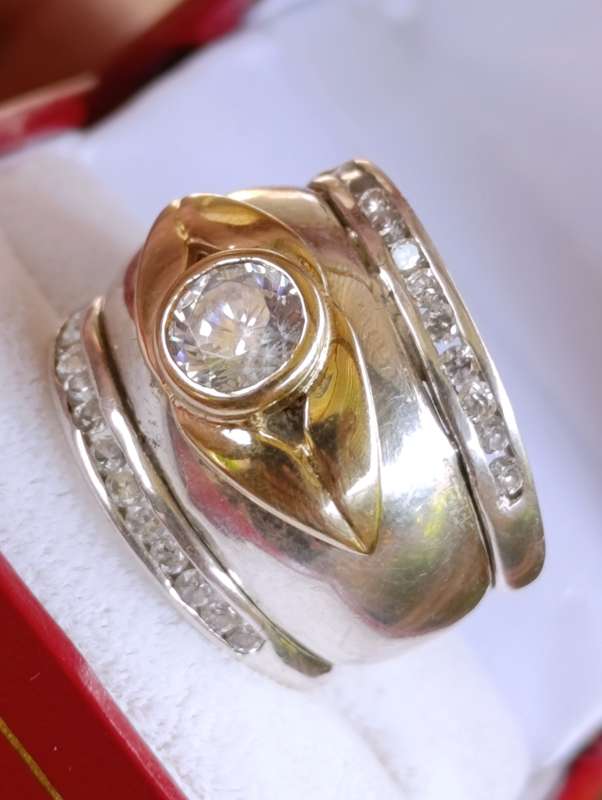 Vintage 9ct & Sterling Combination Ring