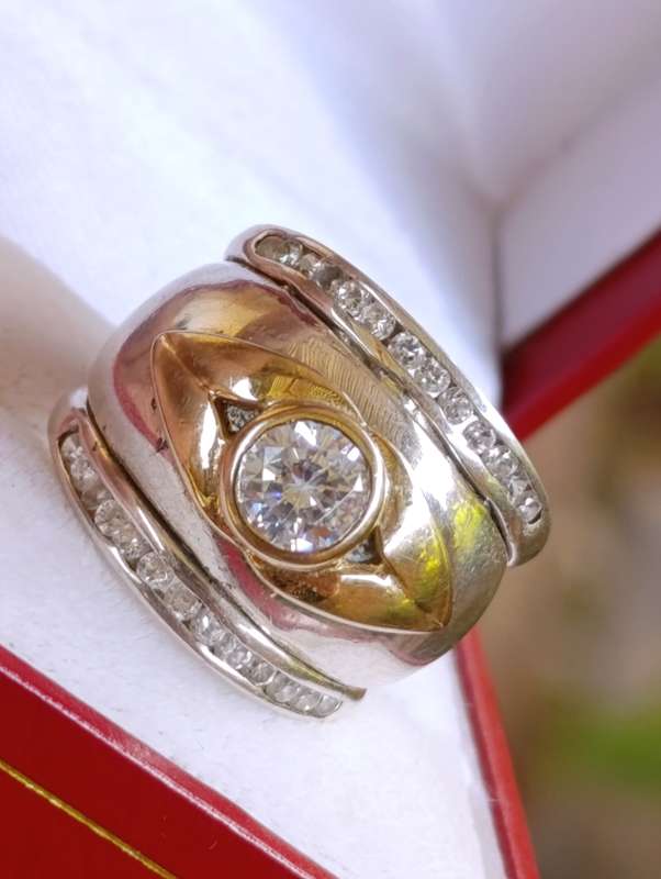 Vintage 9ct & Sterling Combination Ring