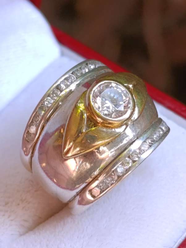 Vintage 9ct & Sterling Combination Ring