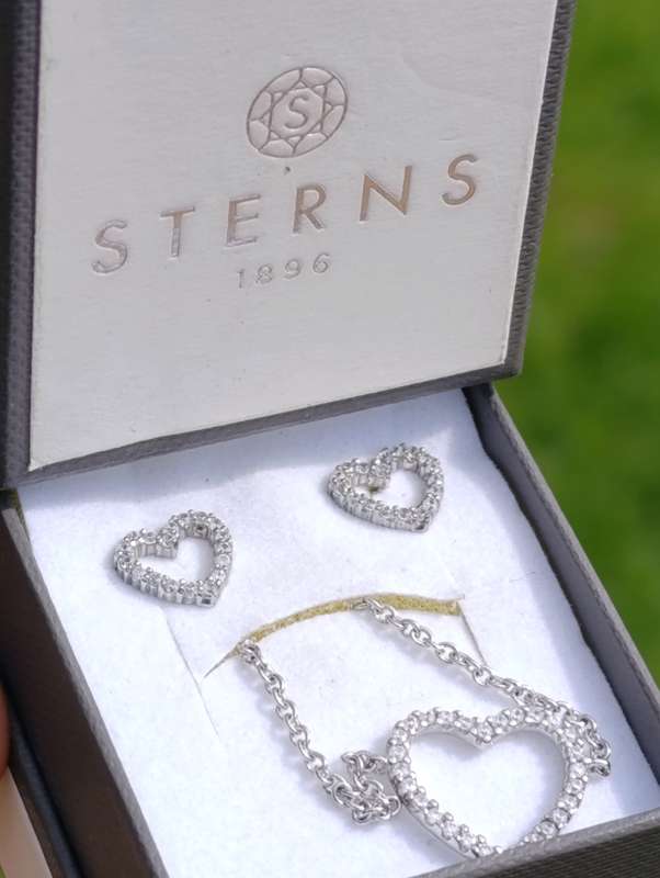 Sterns Sterling Heart Bracelet & Earrings Set