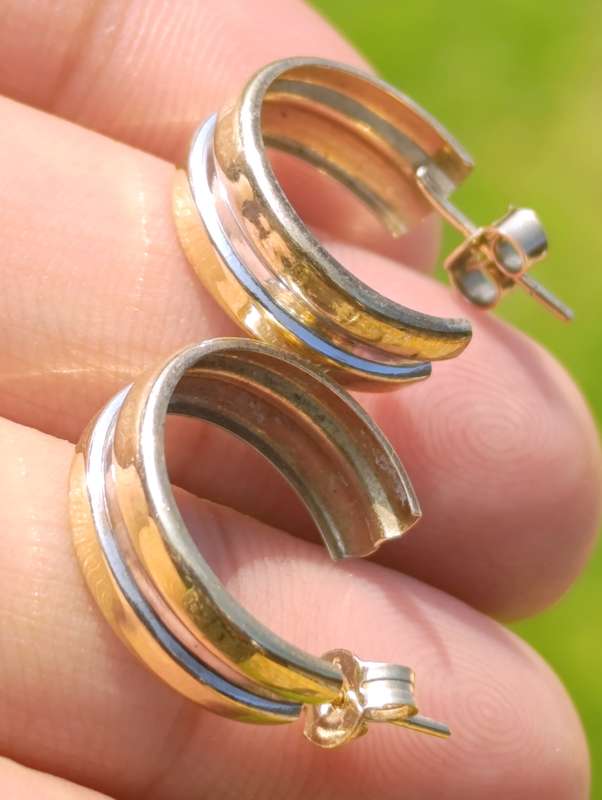 9ct Two Tone 6MM Open Hoop Earrings