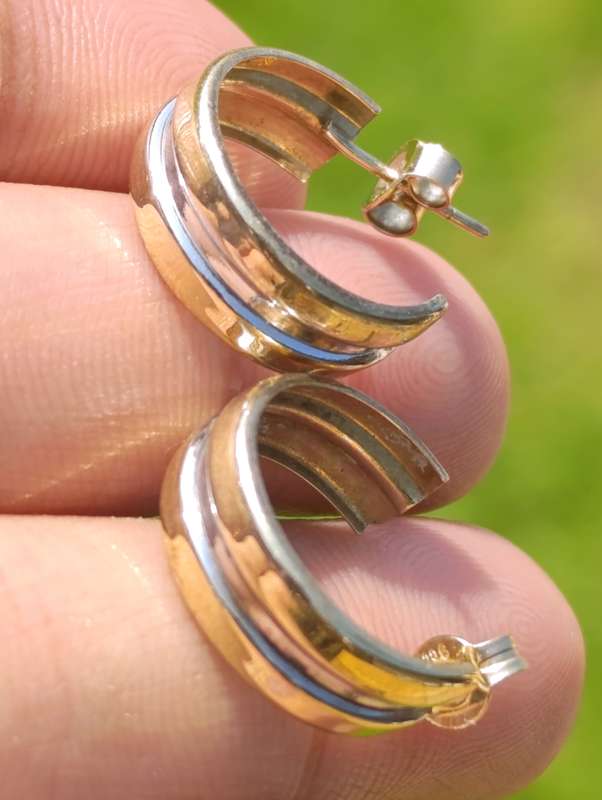 9ct Two Tone 6MM Open Hoop Earrings