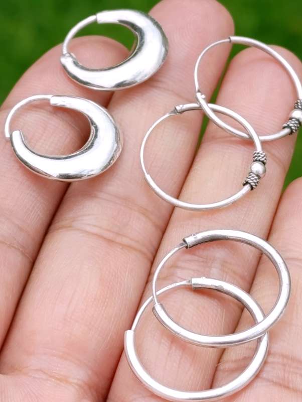 3 Pairs of Sterling Hoop Earrings