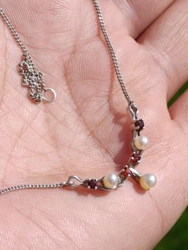 Vintage Designer 835 Silver Pearl Necklace