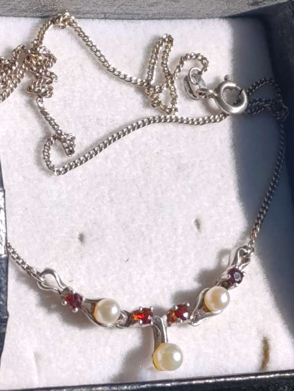 Vintage Designer 835 Silver Pearl Necklace