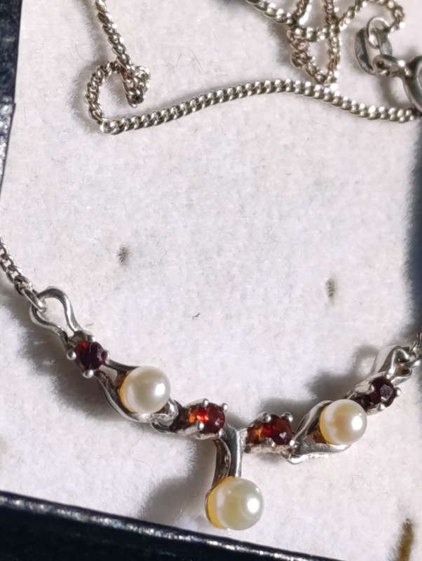 Vintage Designer 835 Silver Pearl Necklace