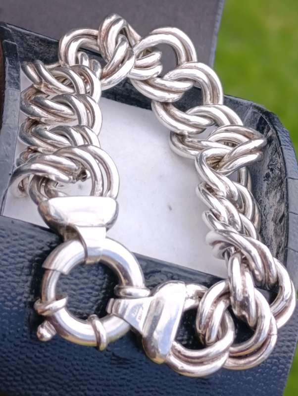 Sterling Double Link Signoretti Clasp 17MM Bracelet