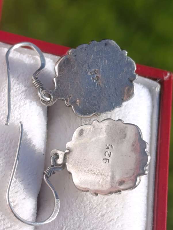 Onyx Sterling Vintage Drop Earrings