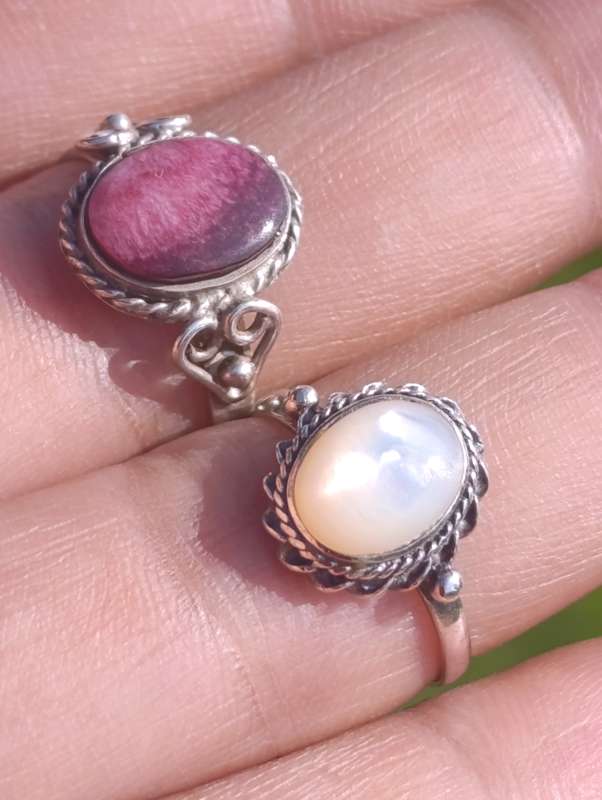 Sterling Vintage Natural Insert Rings