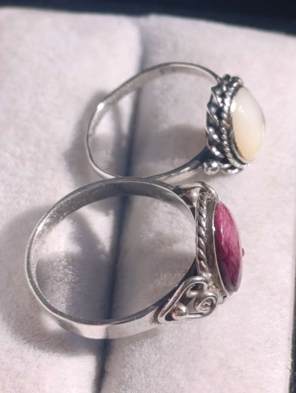 Sterling Vintage Natural Insert Rings