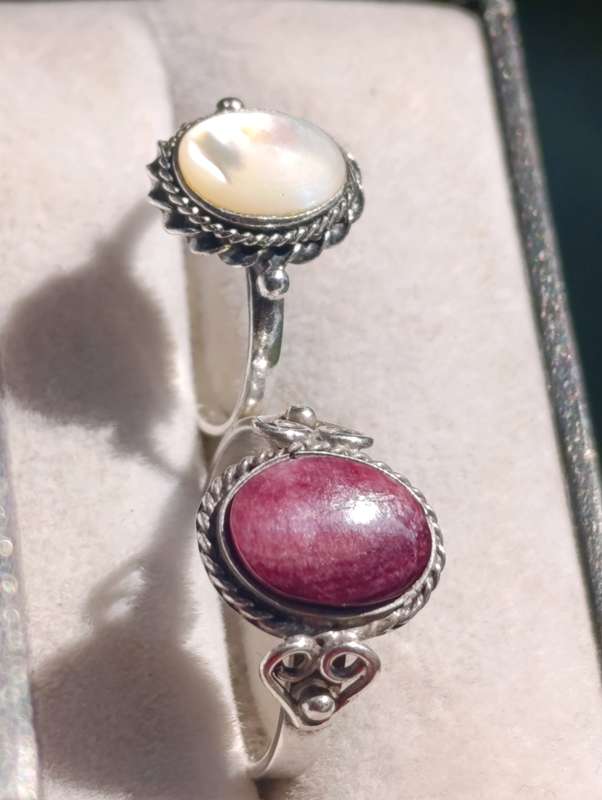 Sterling Vintage Natural Insert Rings