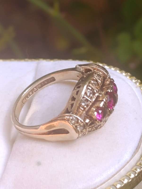 Estate Find Vintage Three Stone Ruby Ring