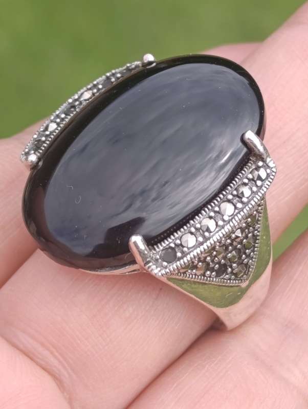 Mens Designer Fayed Sterling Onyx Ring